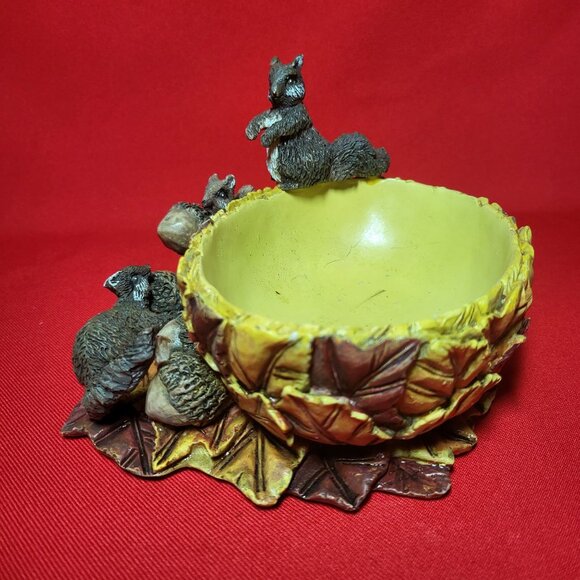 Vintage Nut Bowl Squirrel Figurines Resin Stone Home Decor Bowl Holidays Table D - Picture 7 of 15